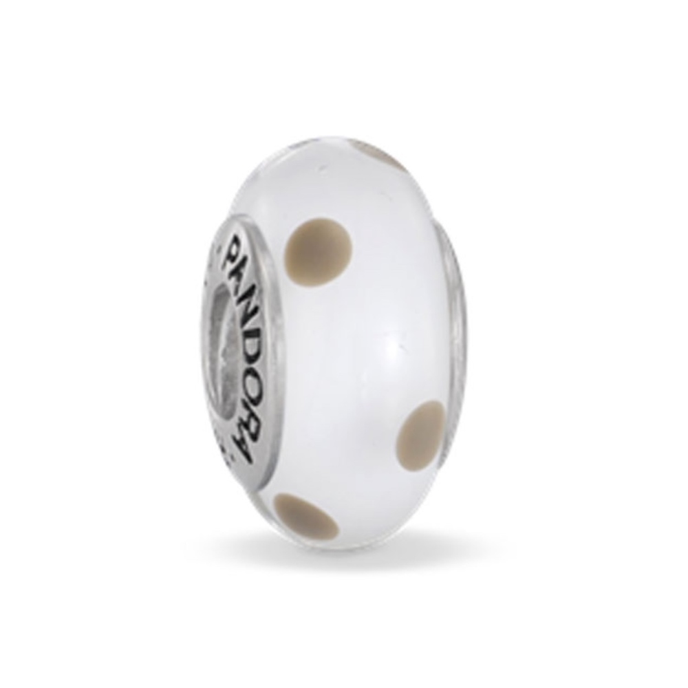 Pandora White Spotted Murano Charm